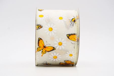 Spring Flower With Bees Collection Ribbon_KF7566GC-2-2_ivory